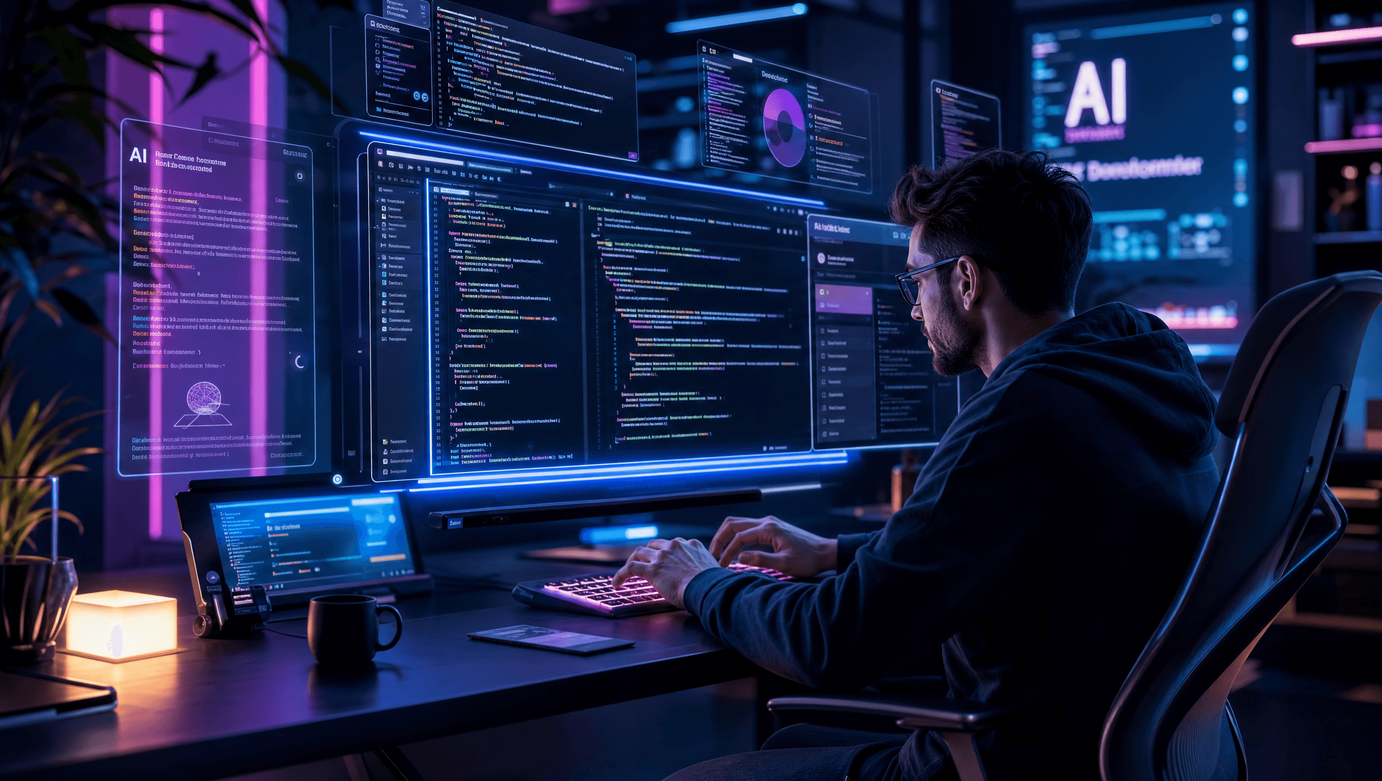 AI developer coding an amazing app